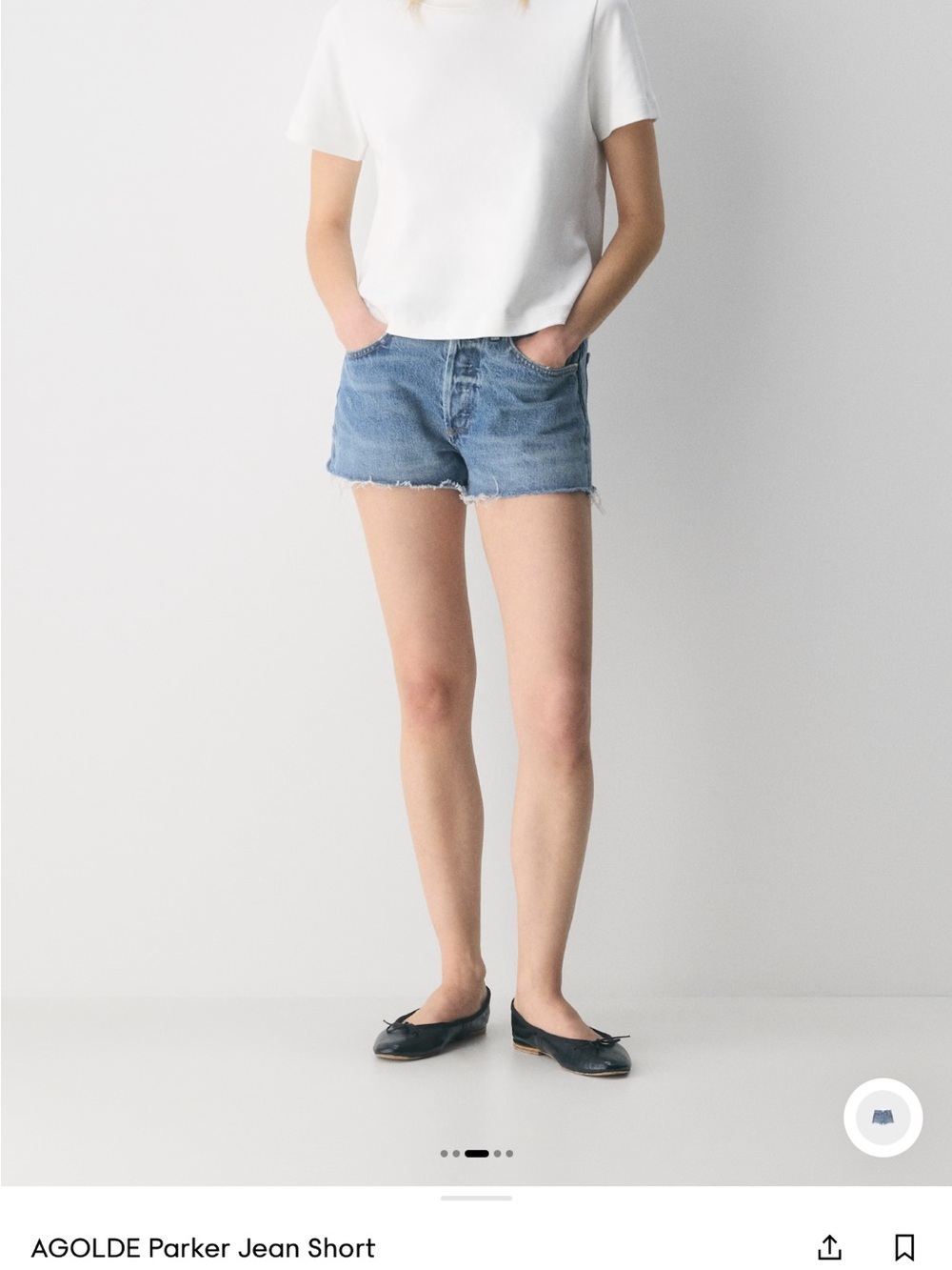 Agolde Light Blue Frayed Hem Jean Shorts